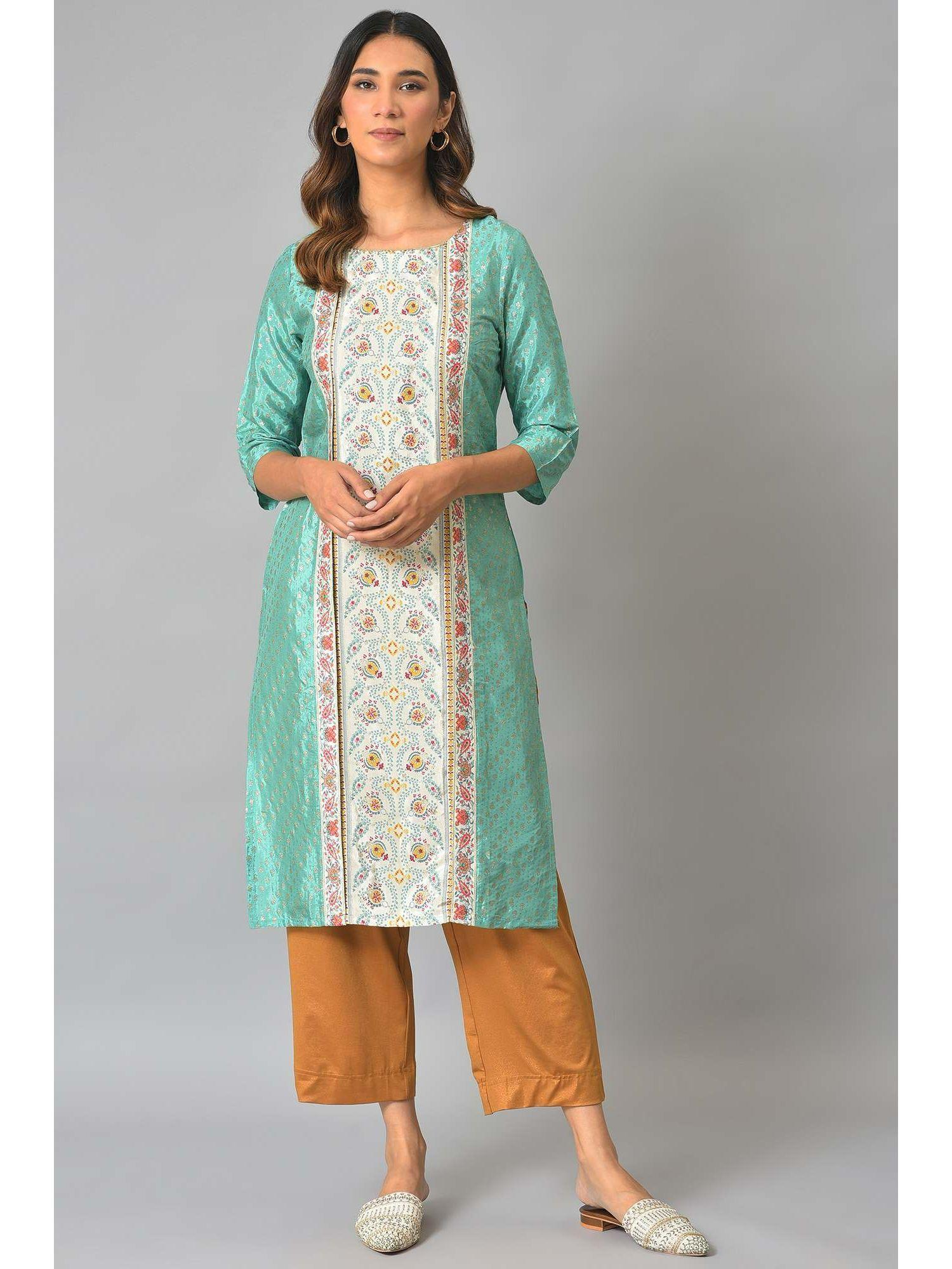 green floral kurta