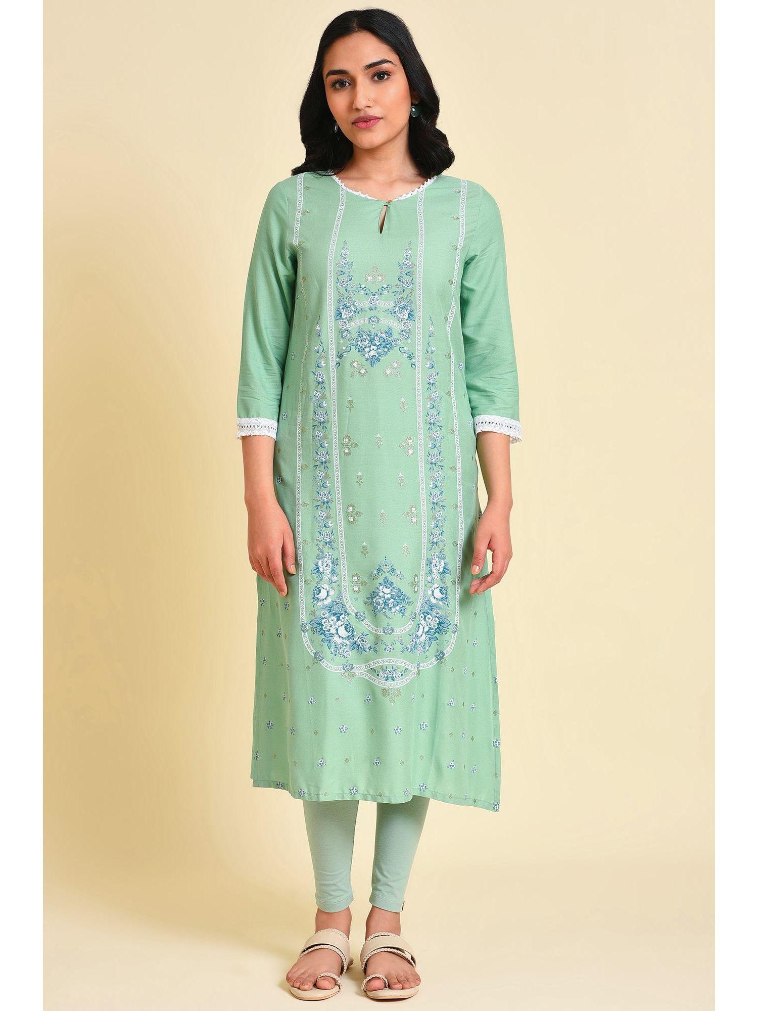 green floral kurta