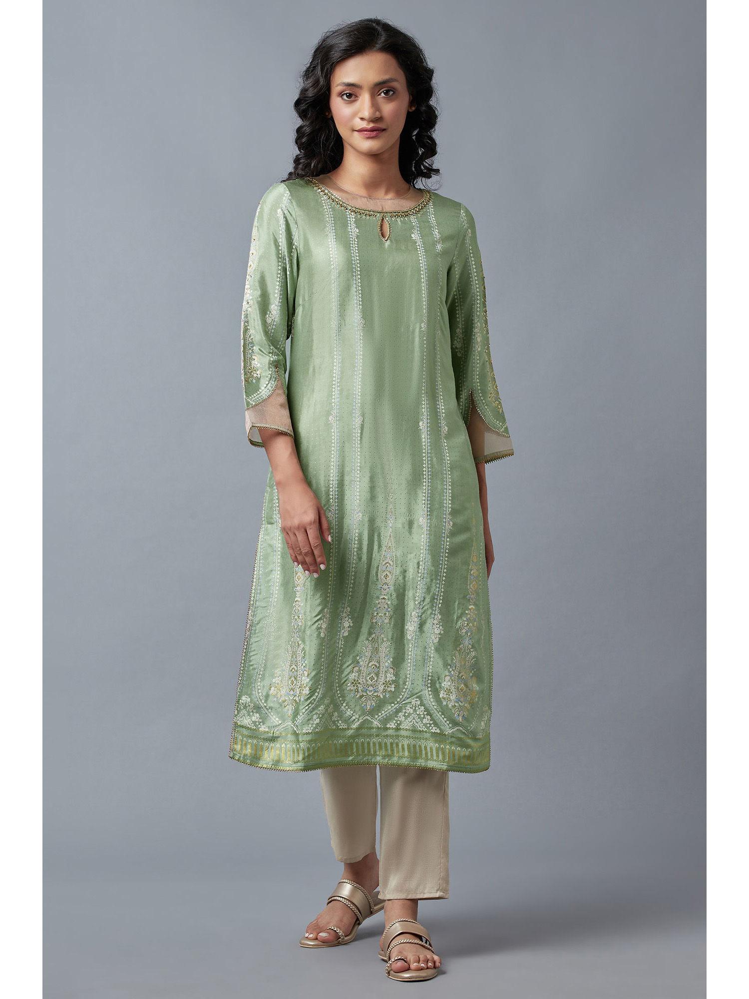 green floral kurta