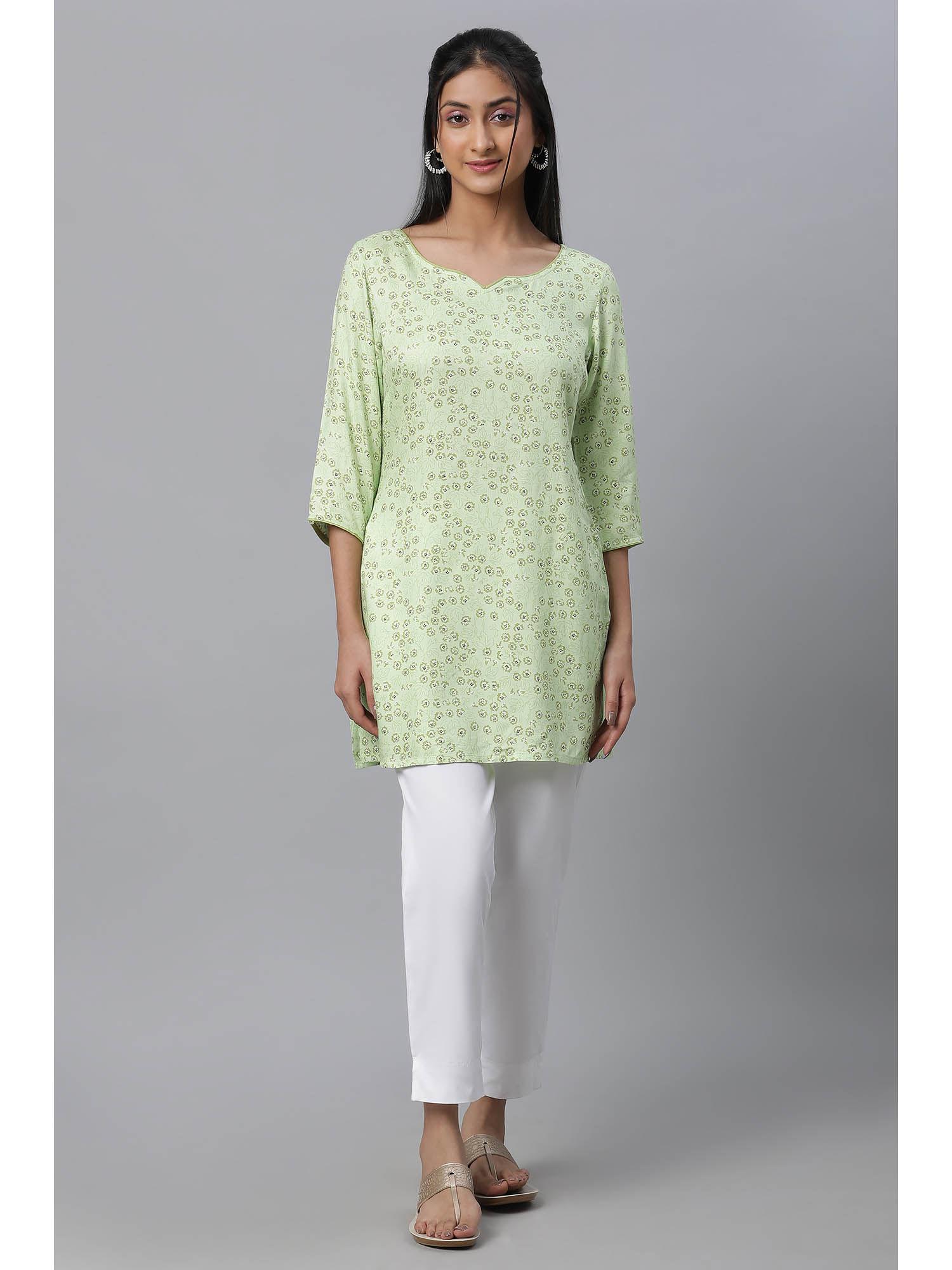 green floral print casual summer kurti