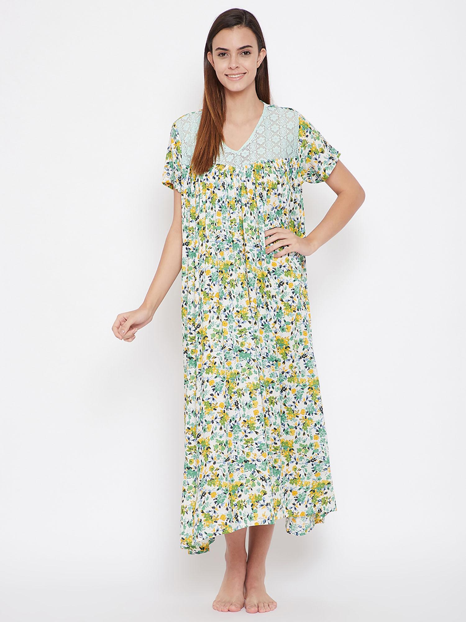 green floral print nighty