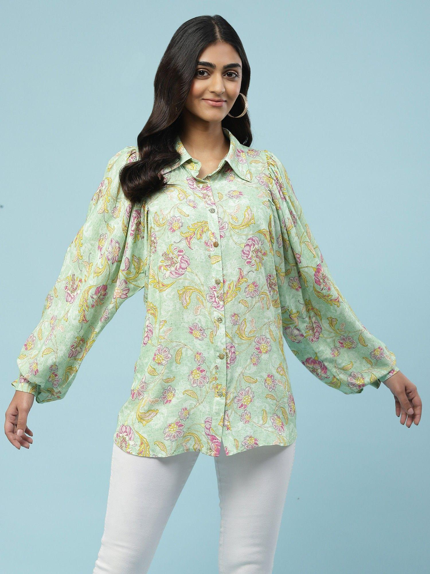 green floral print shirt