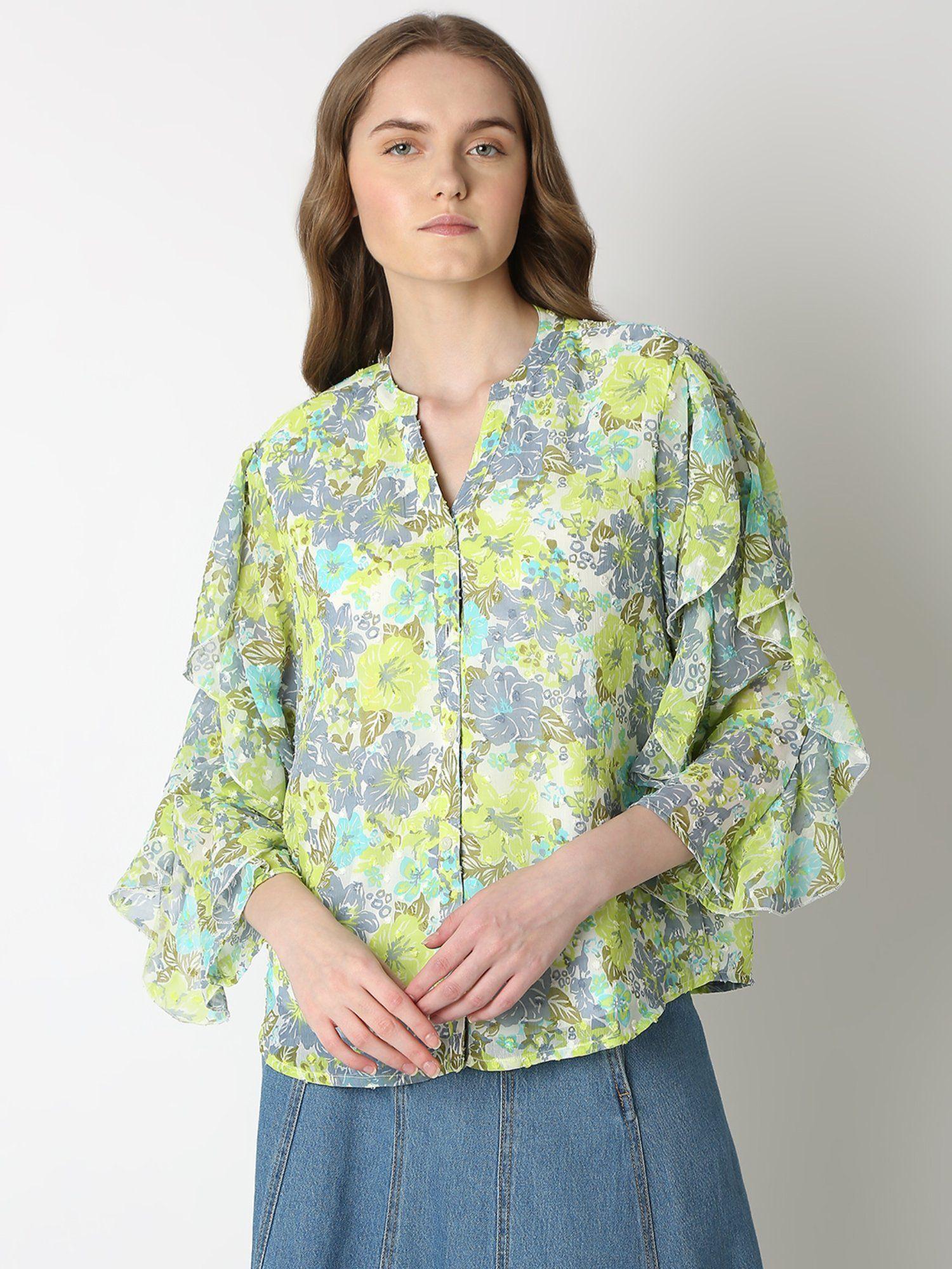 green floral print shirt