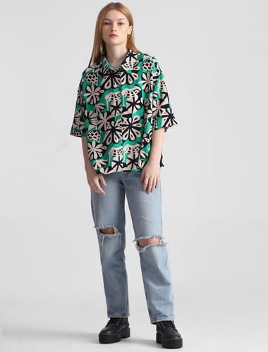 green floral print shirt