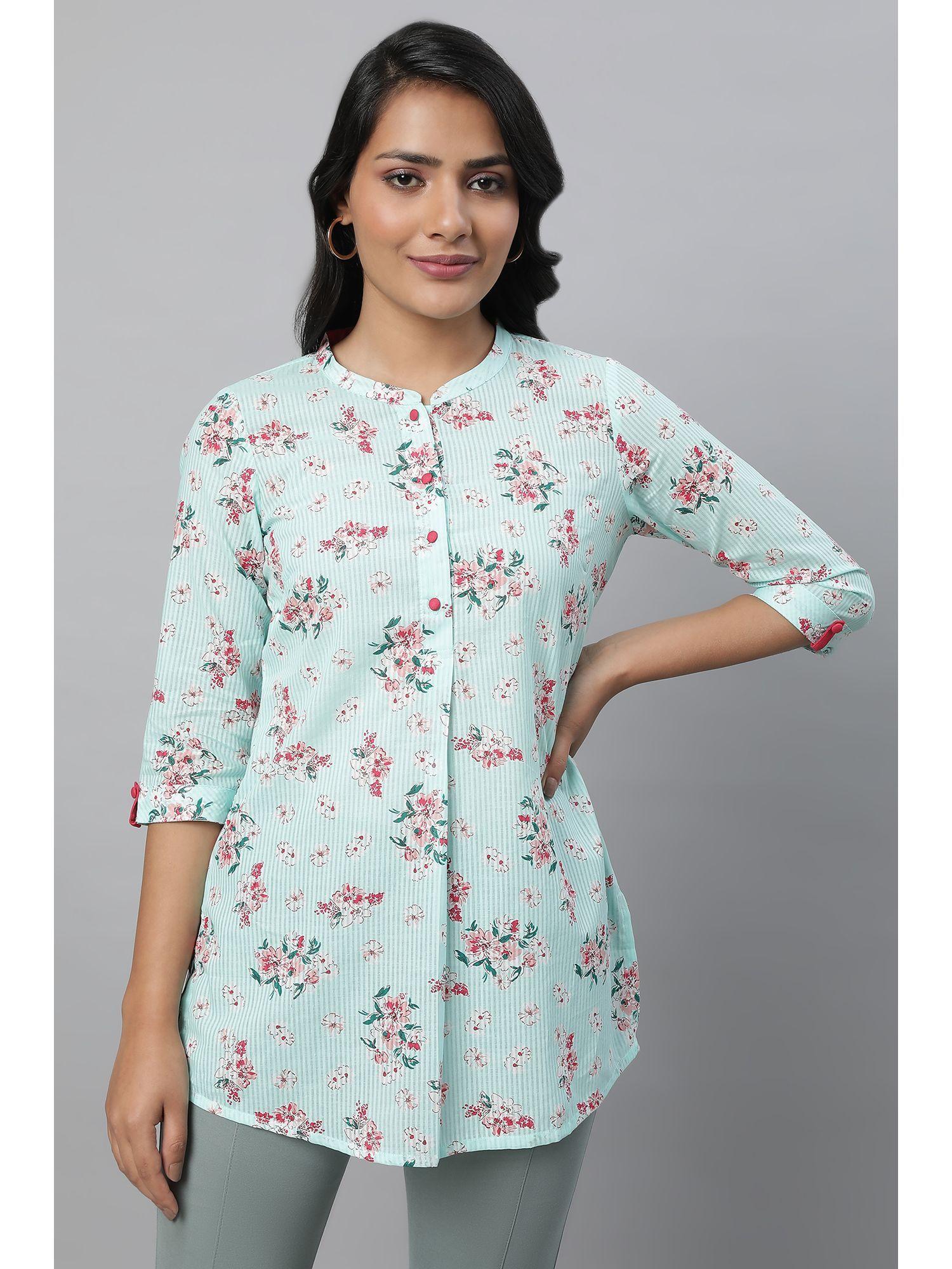 green floral print summer kurti