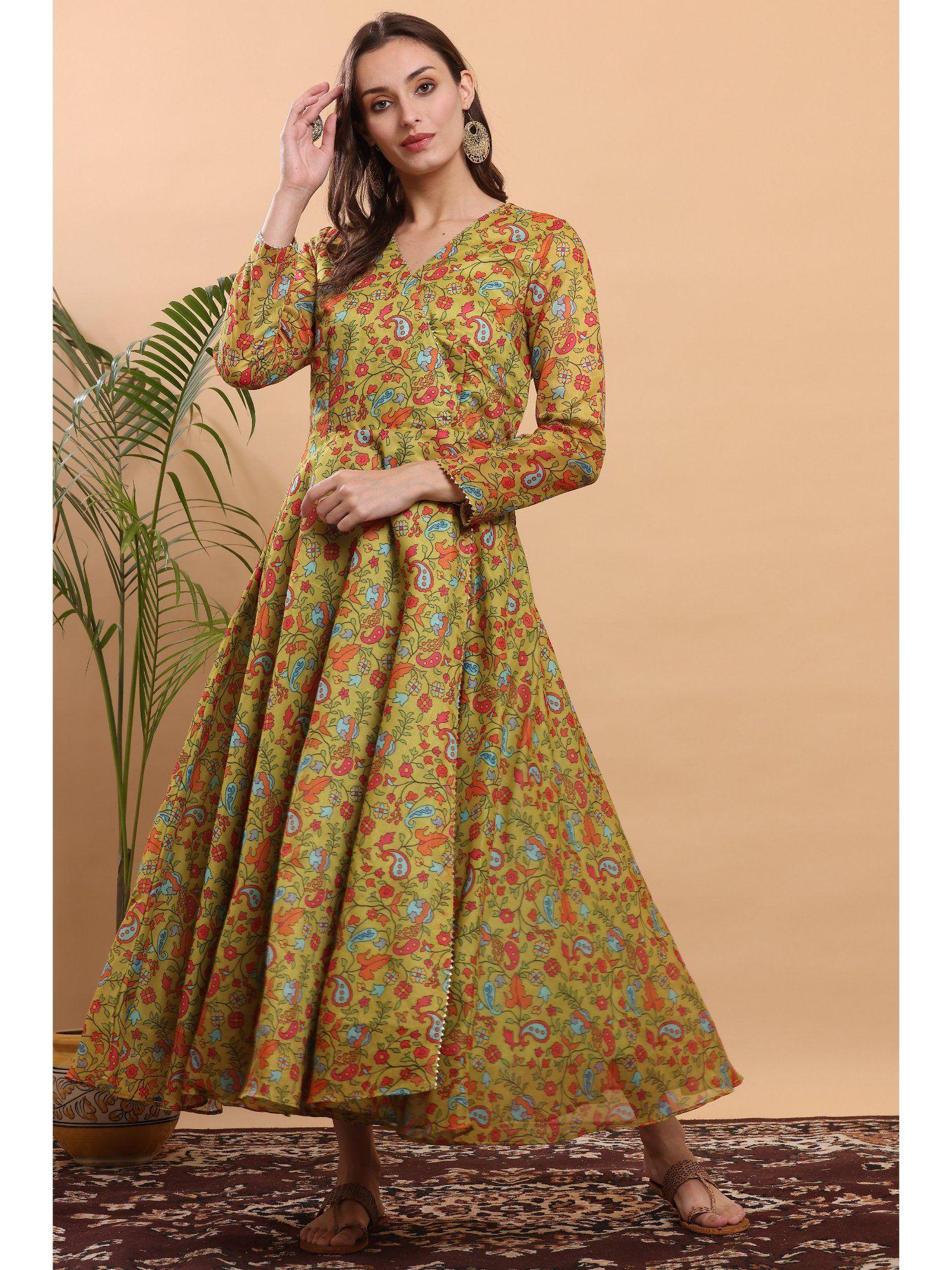 green floral printed anarkali