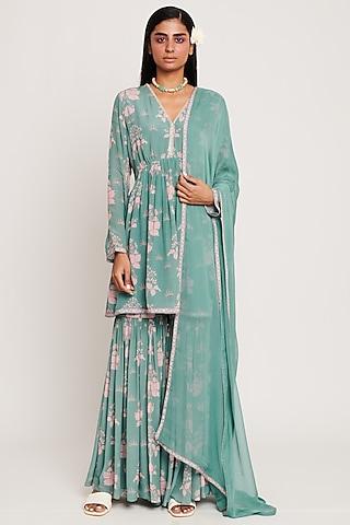 green floral printed gharara set