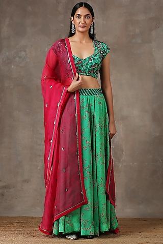 green floral printed lehenga set