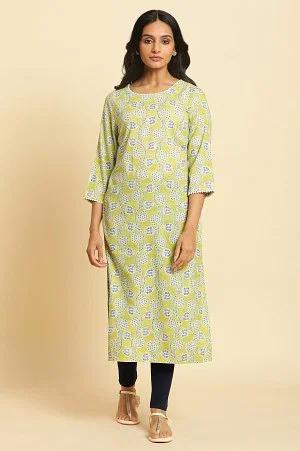 green floral printed straight kurta