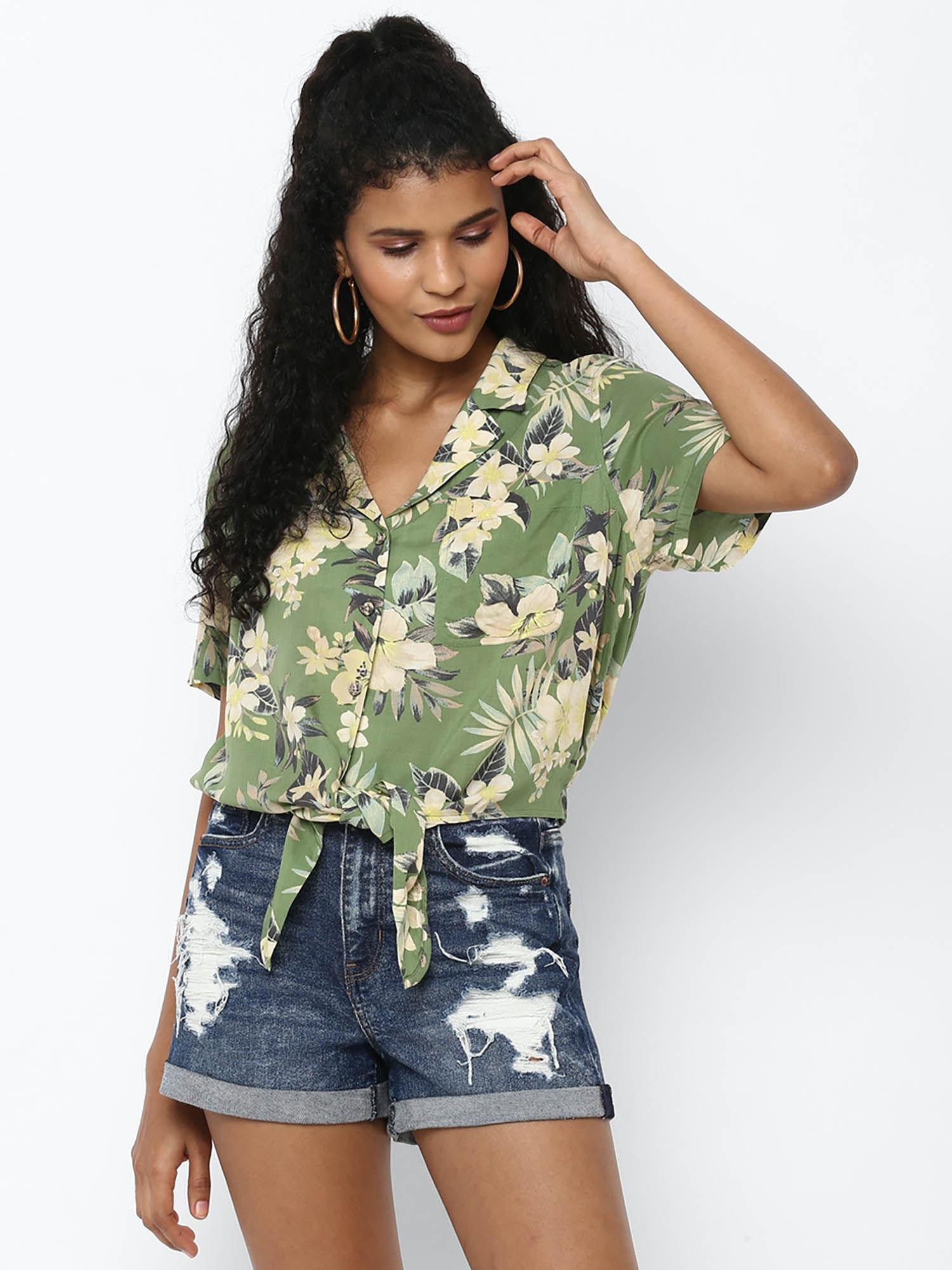 green floral shirt