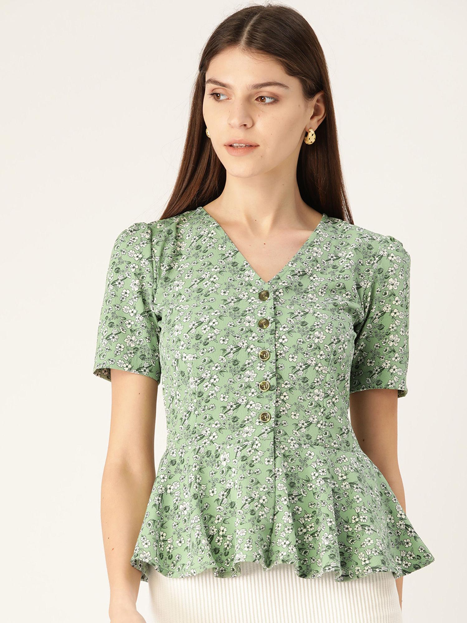 green floral top