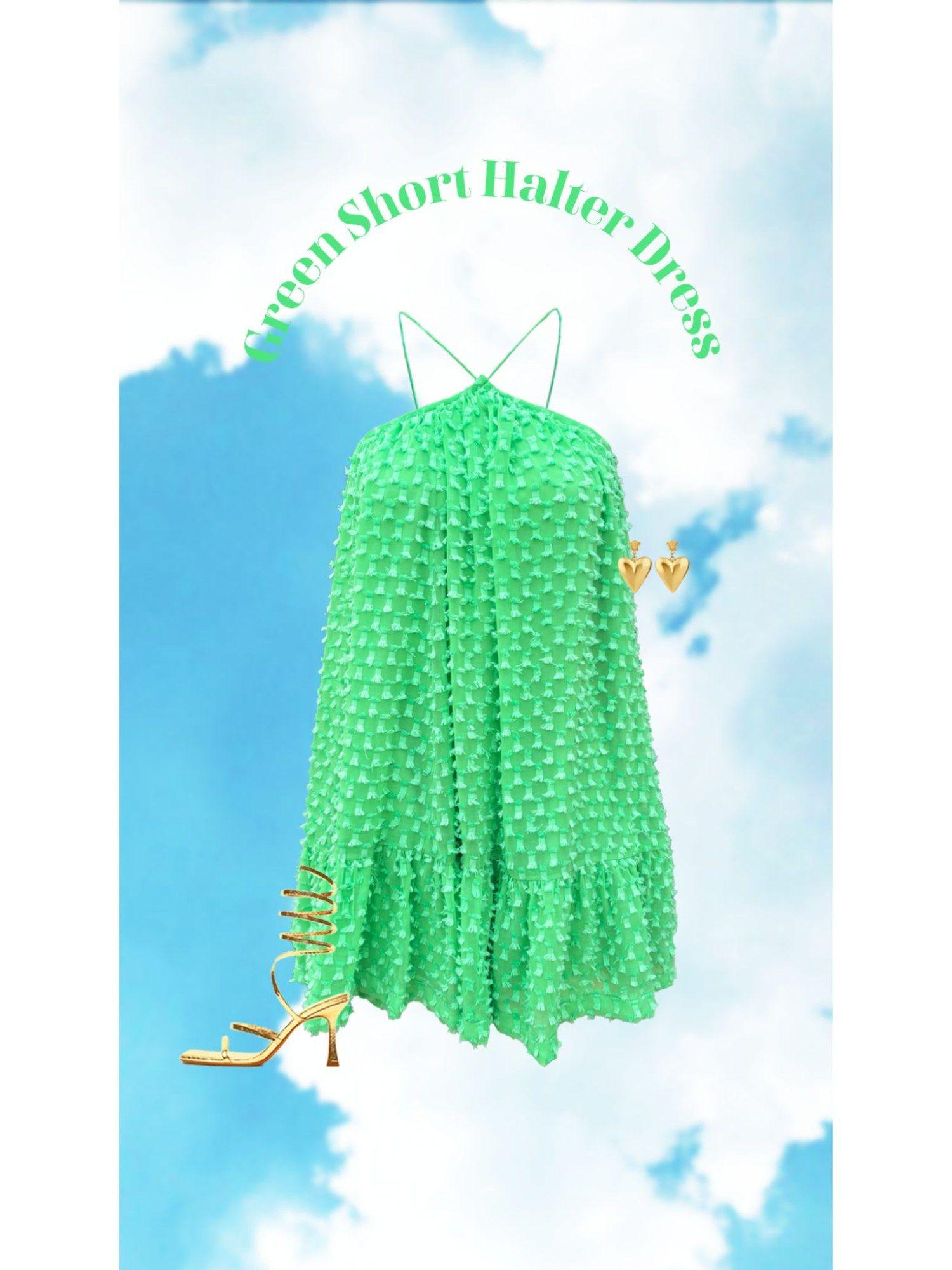 green flowy short dress