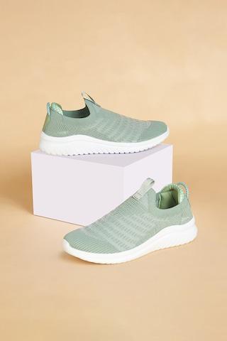 green flyknit casual women sport shoes