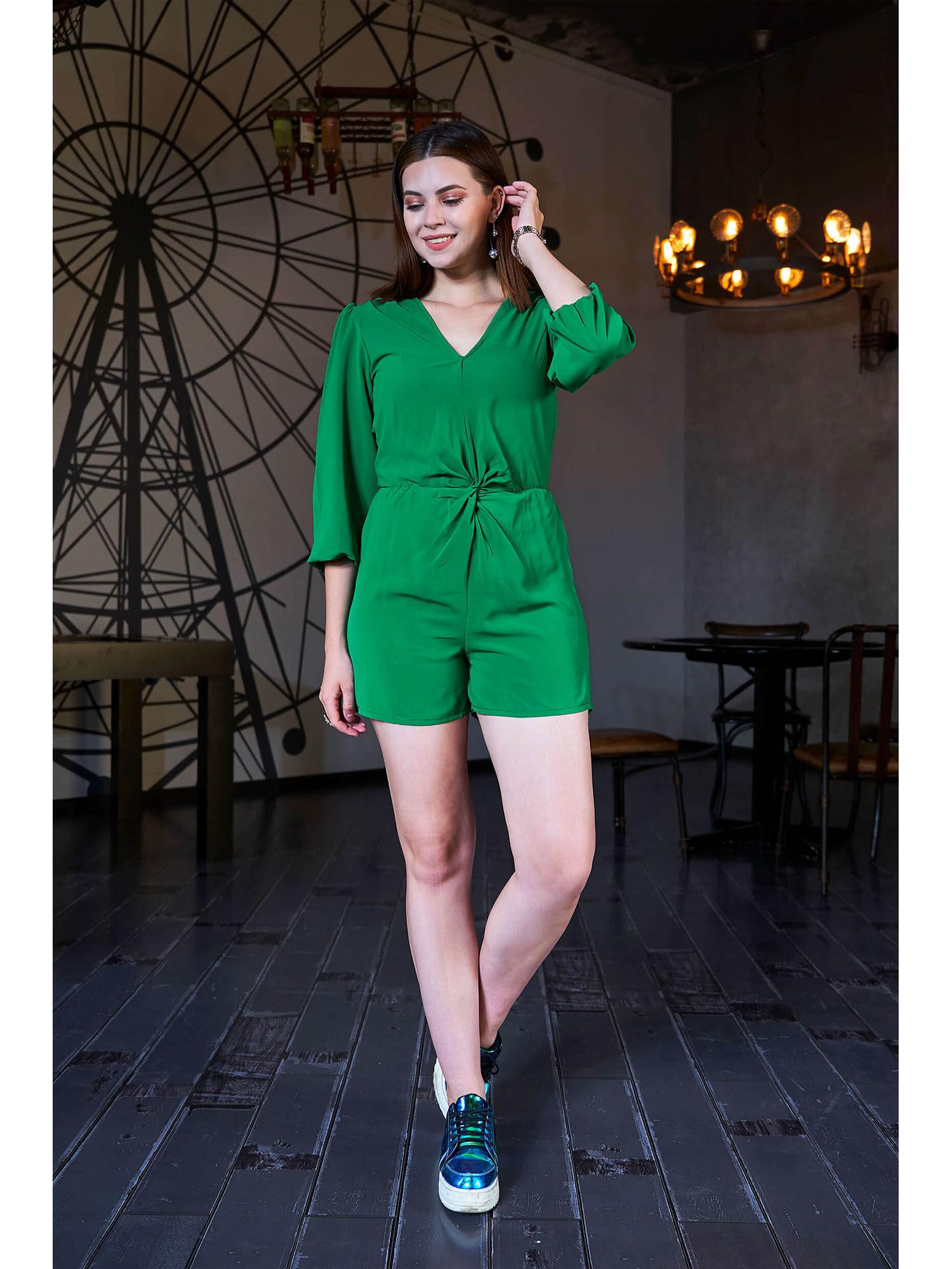 green front knot playsuit