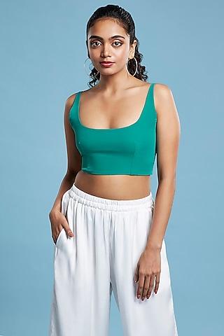 green georgette cropped top