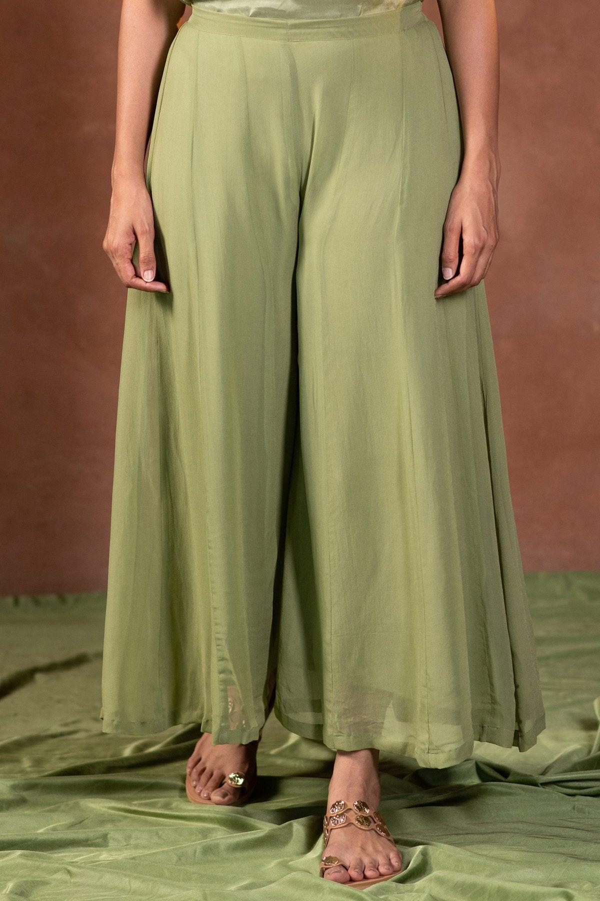 green georgette kalidaar palazzo