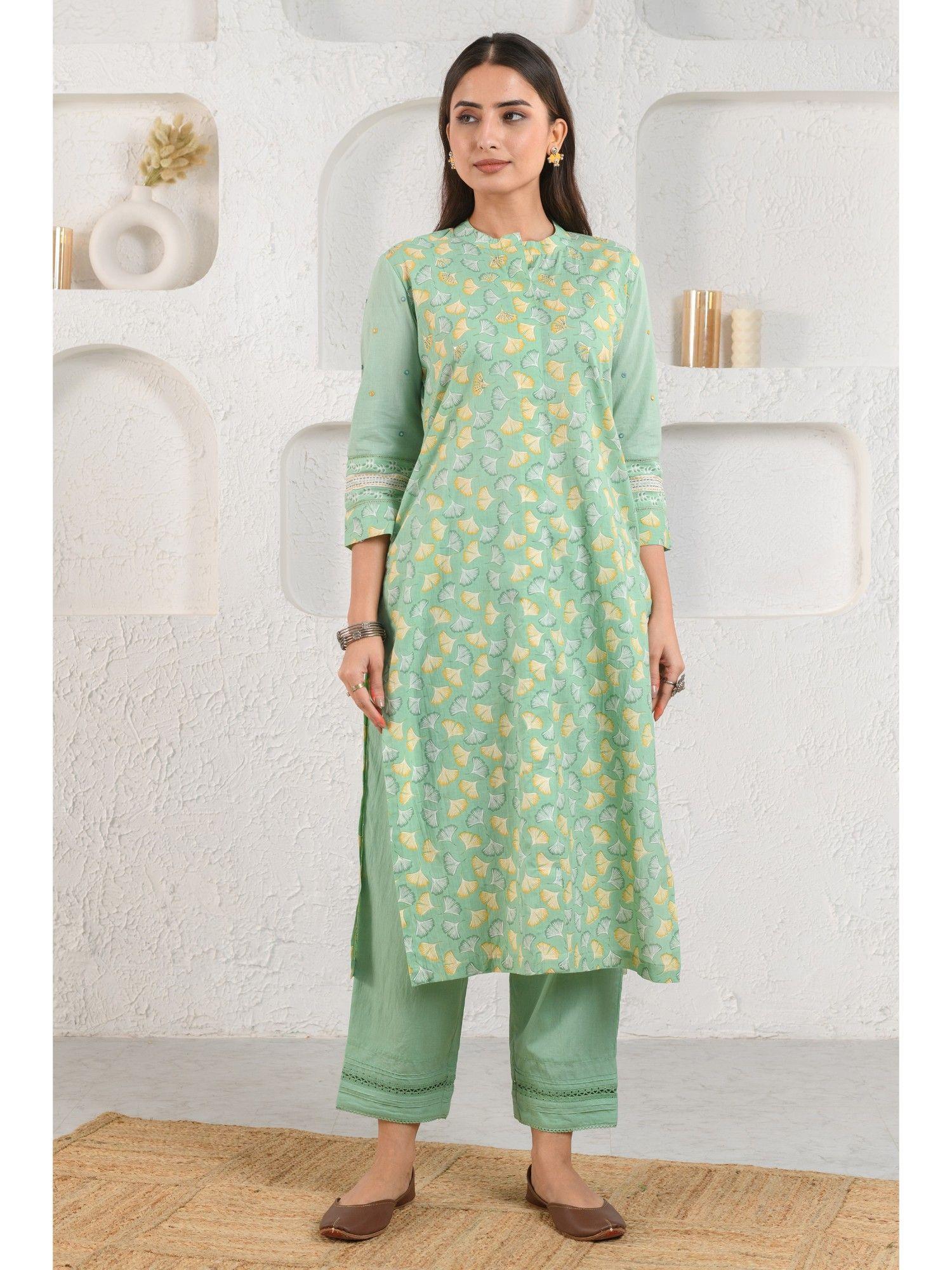 green gingko kurta