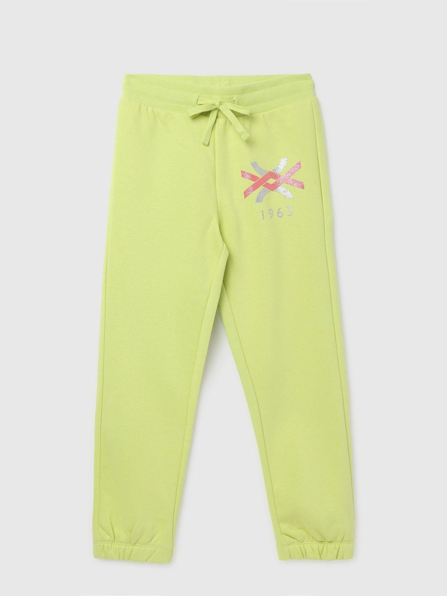 green girls printed regular fit trackpants