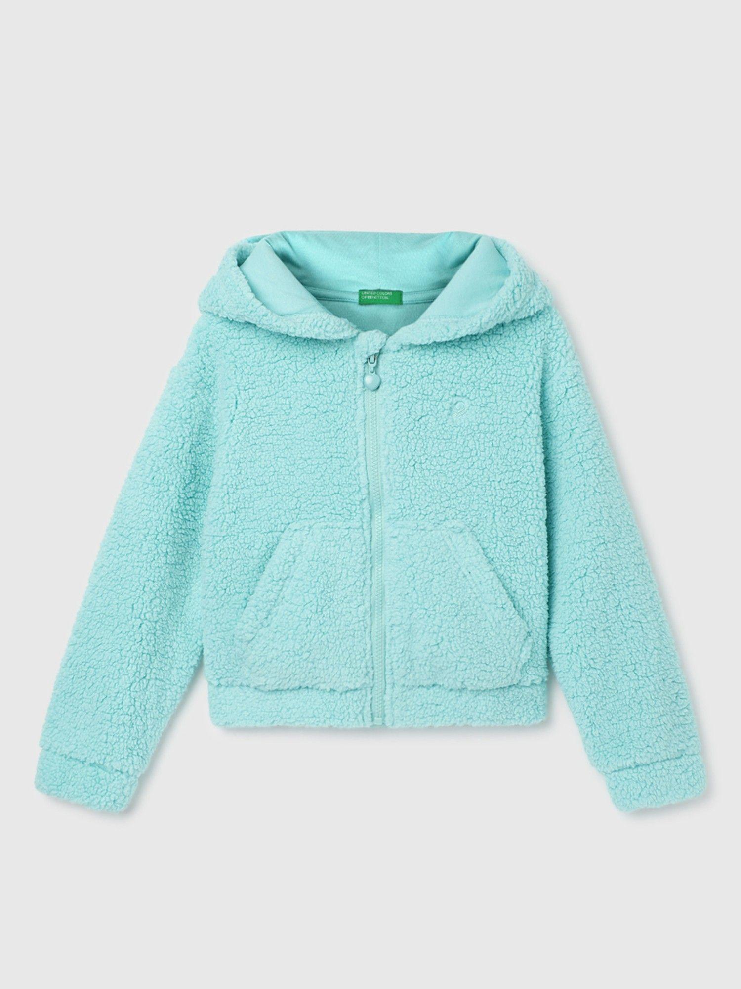 green girls regular fit hooded neck solid sweatshirt