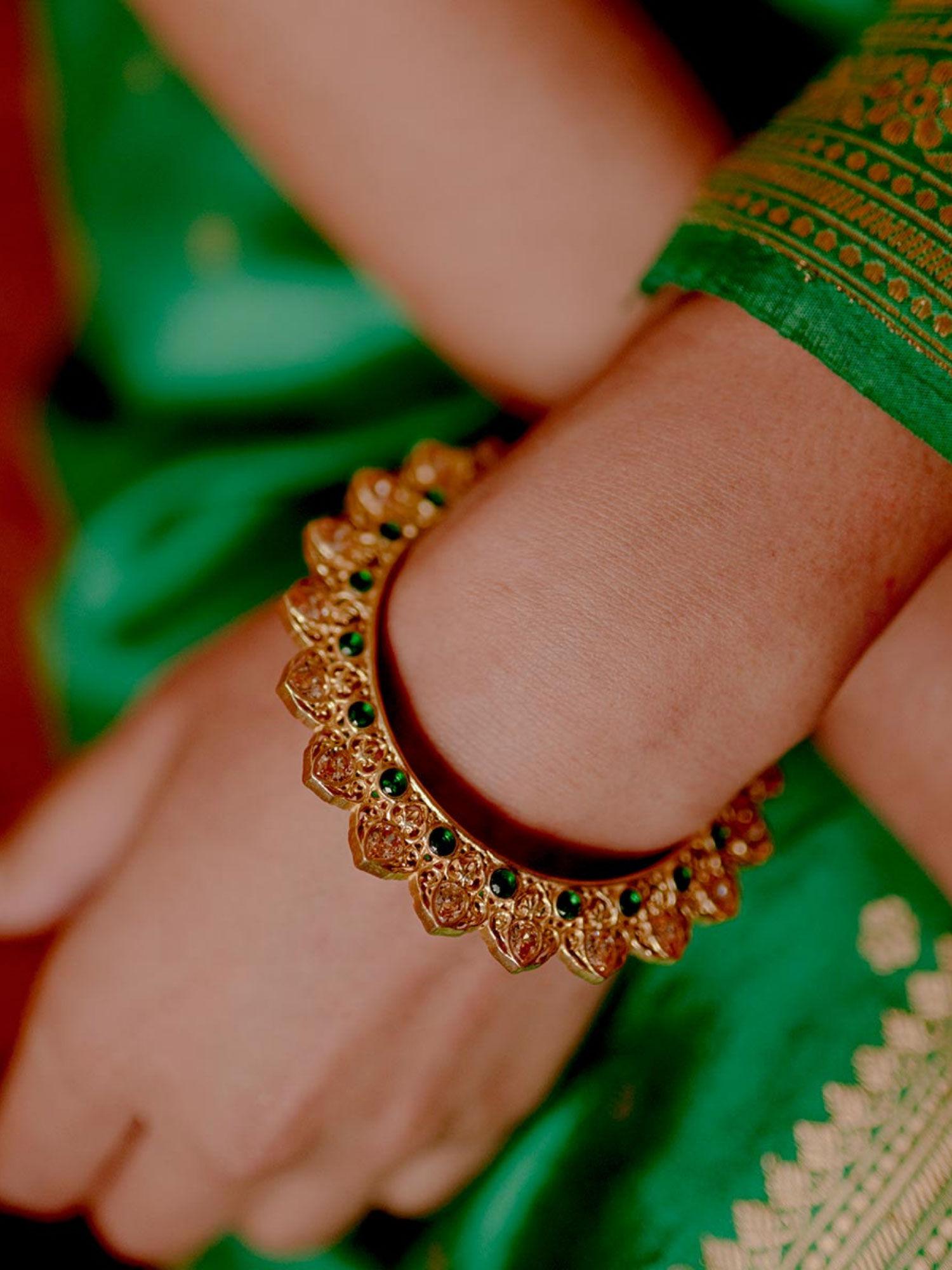 green gold plated handcrafted bangle