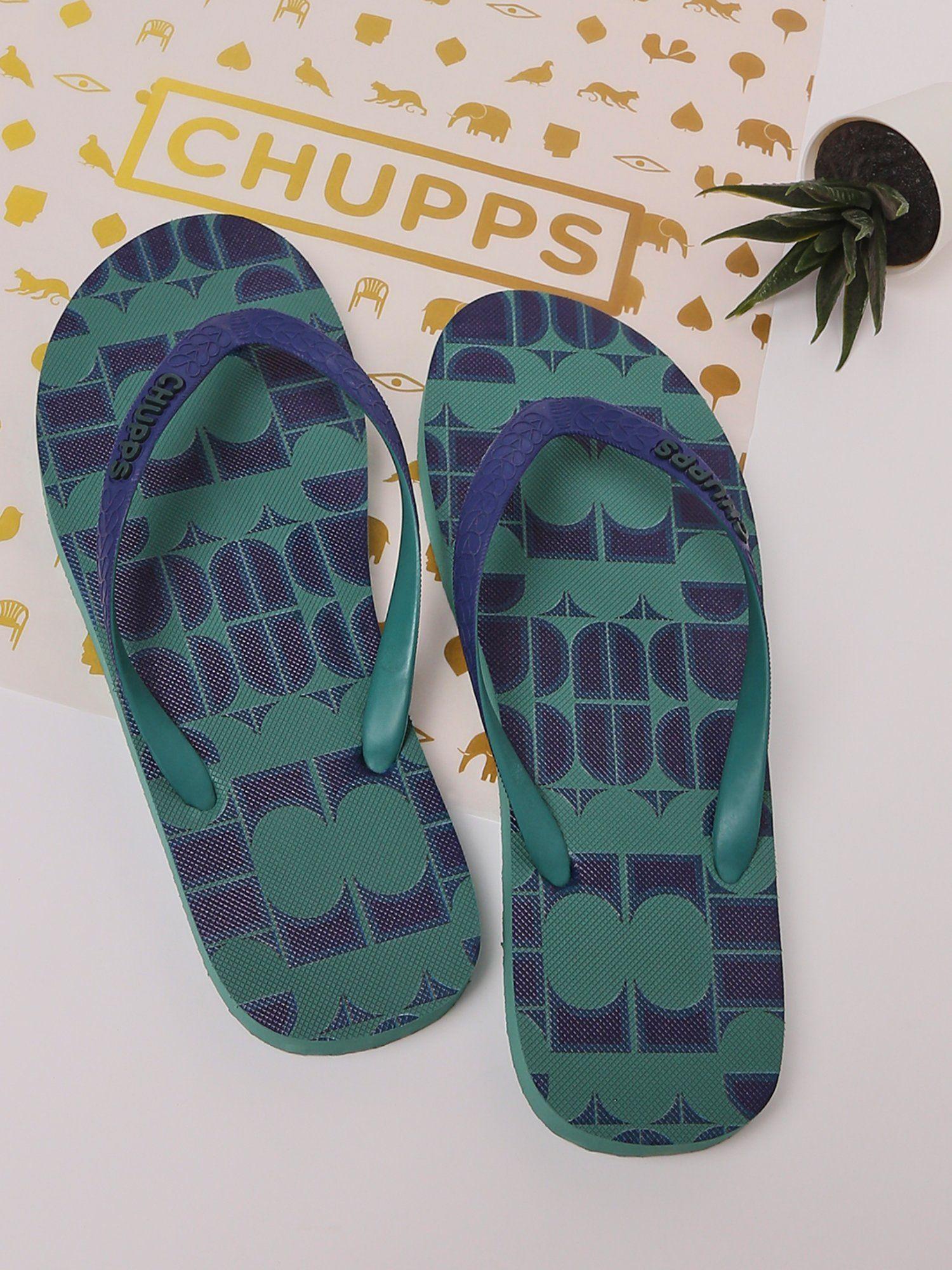 green graphic indian impressions rubber flipflops