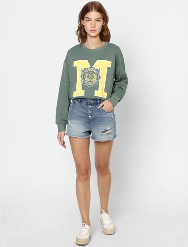 green graphic print sweatshirt