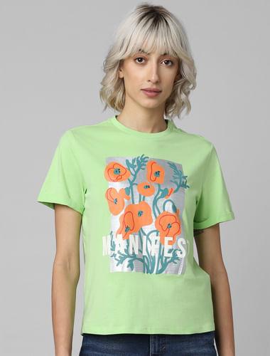 green graphic print t-shirt