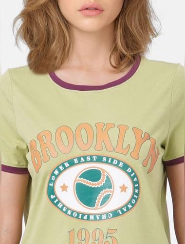 green graphic print t-shirt