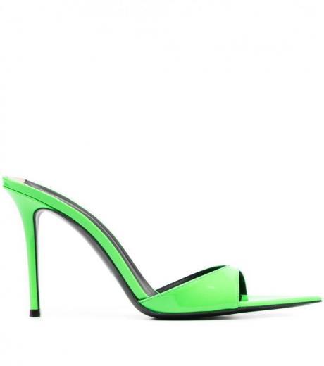 green green leather heels