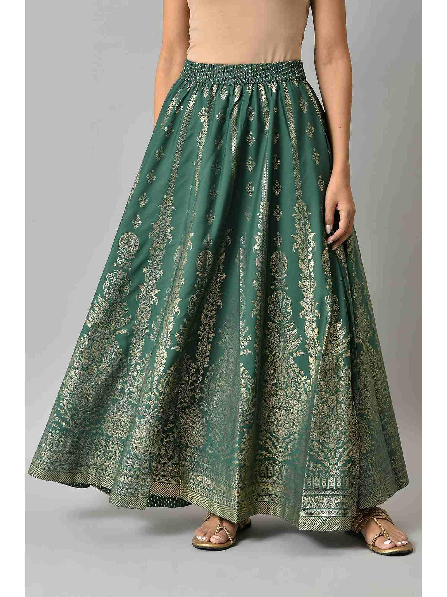 green half circle ethnic skirt