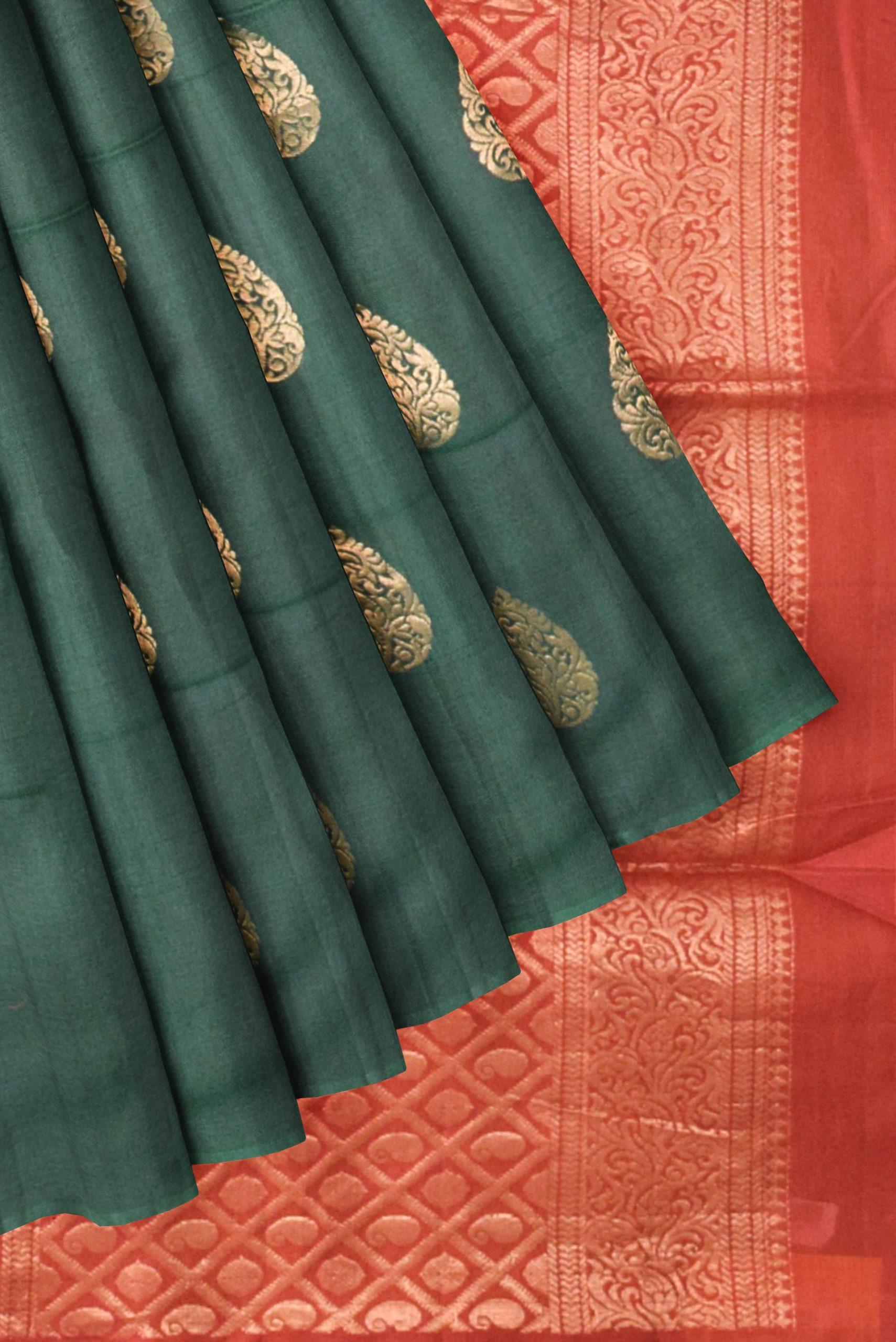 green handloom silk cotton saree