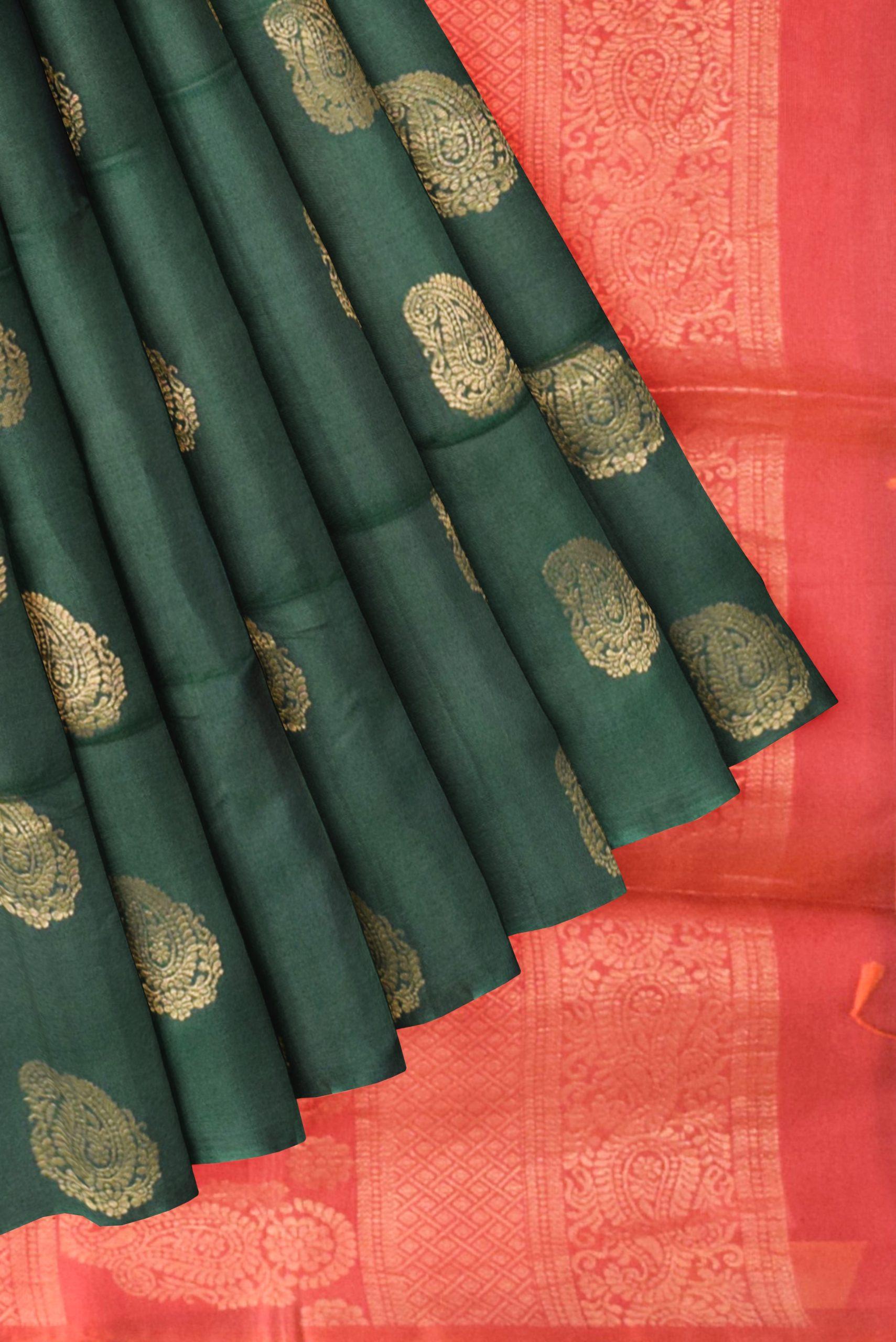 green handloom silk cotton saree