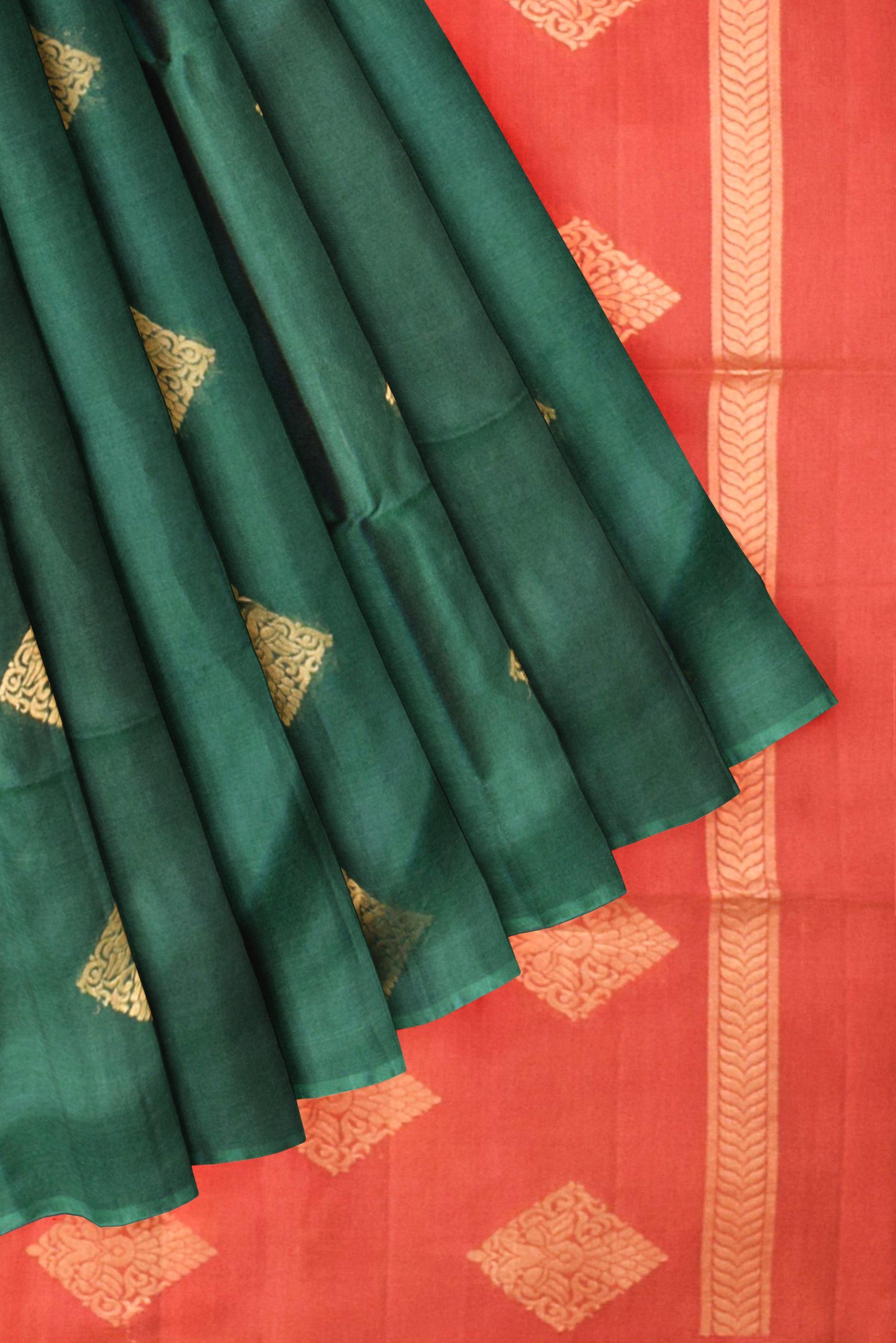 green handloom silk cotton saree