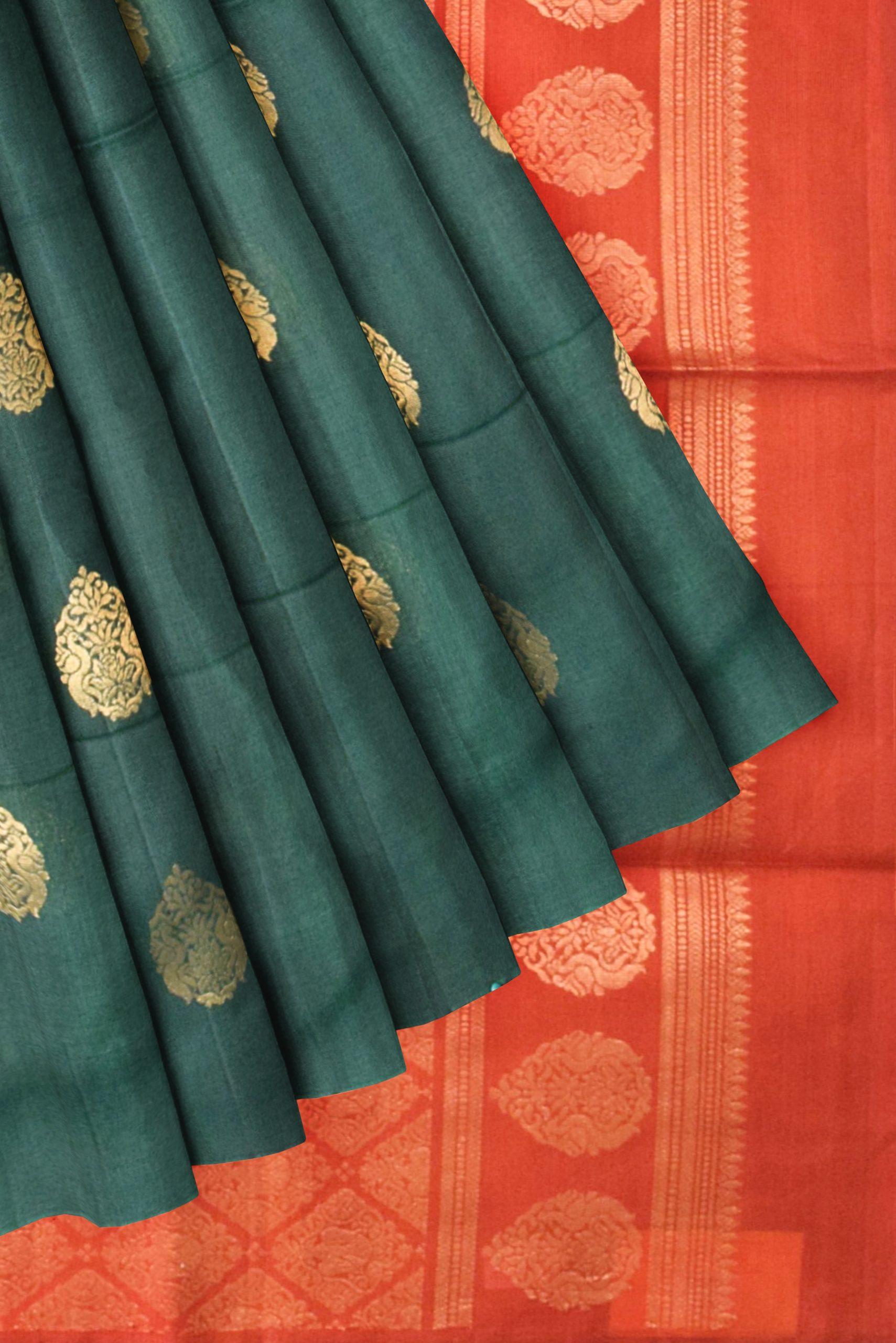 green handloom silk cotton saree