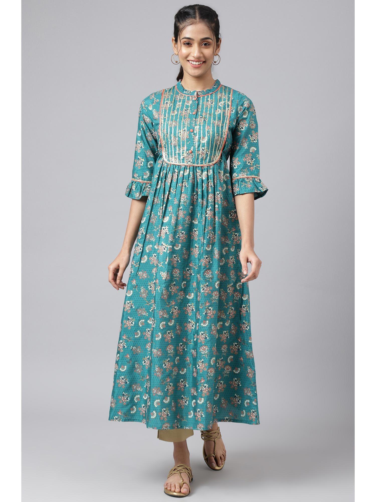 green heavy embellished ethnic kurta