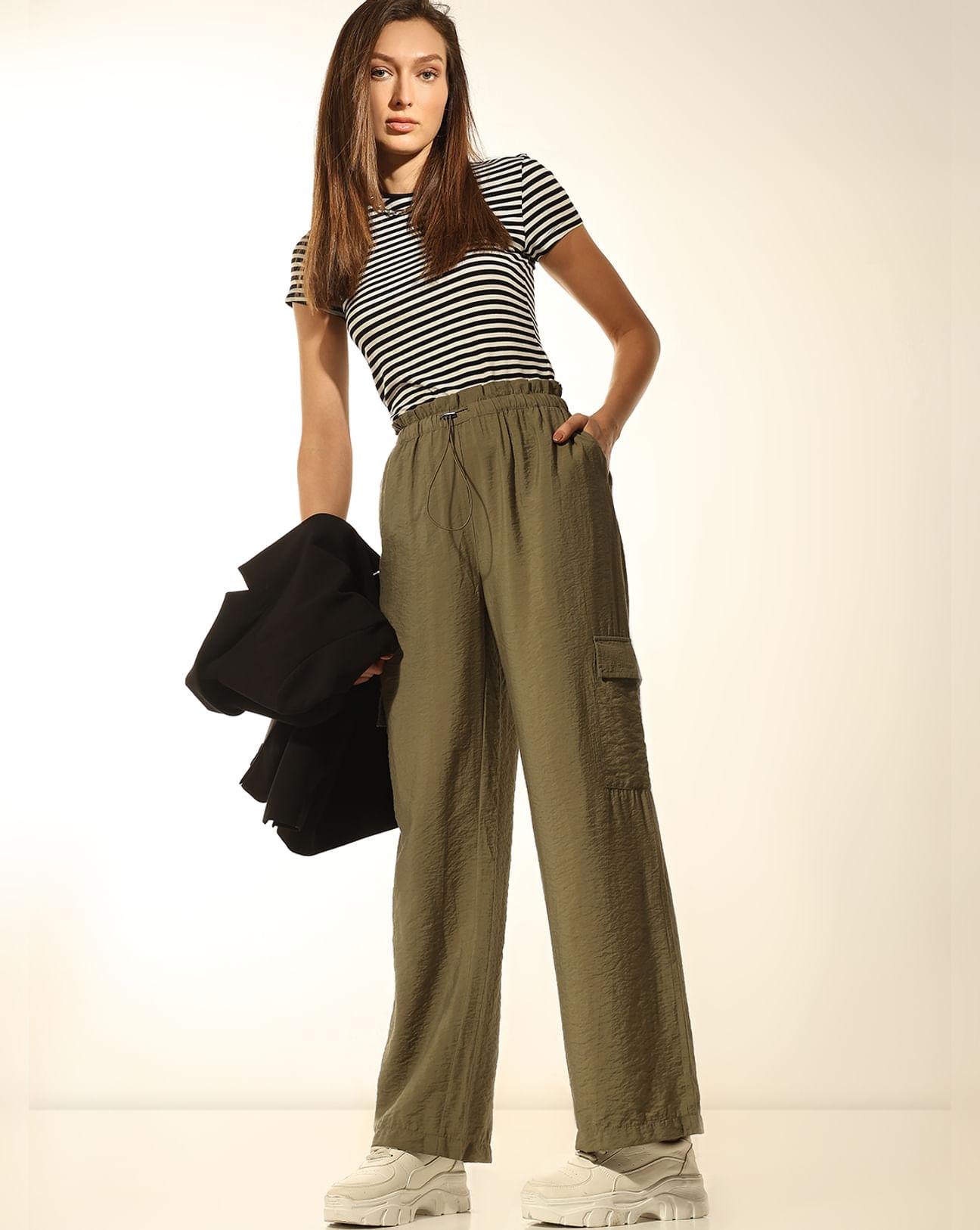 green high rise cargo pants