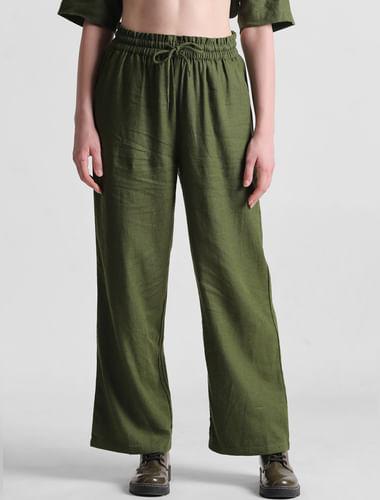 green high rise pull-on pants