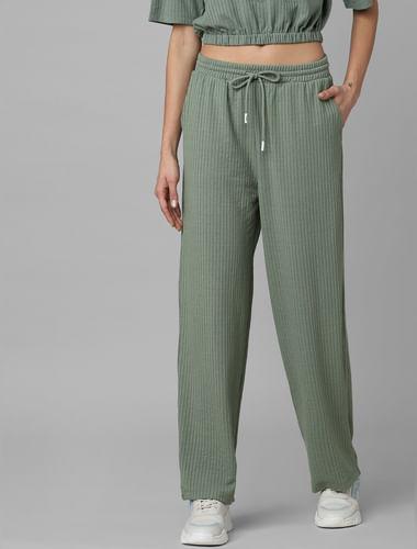 green high rise textured wide leg sweatpants