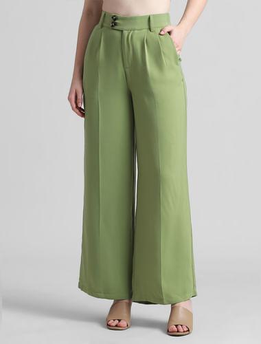 green high rise wide leg pants