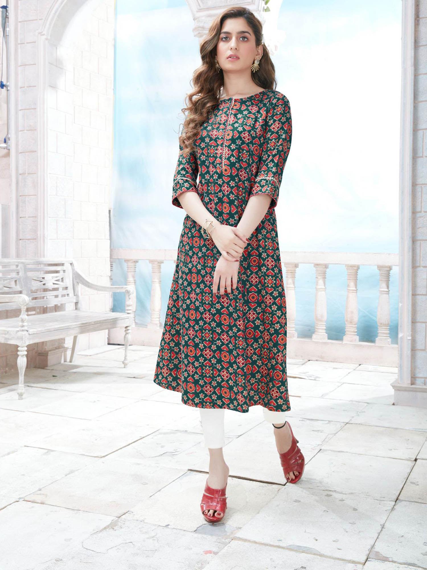 green ivy cotton satin kurta