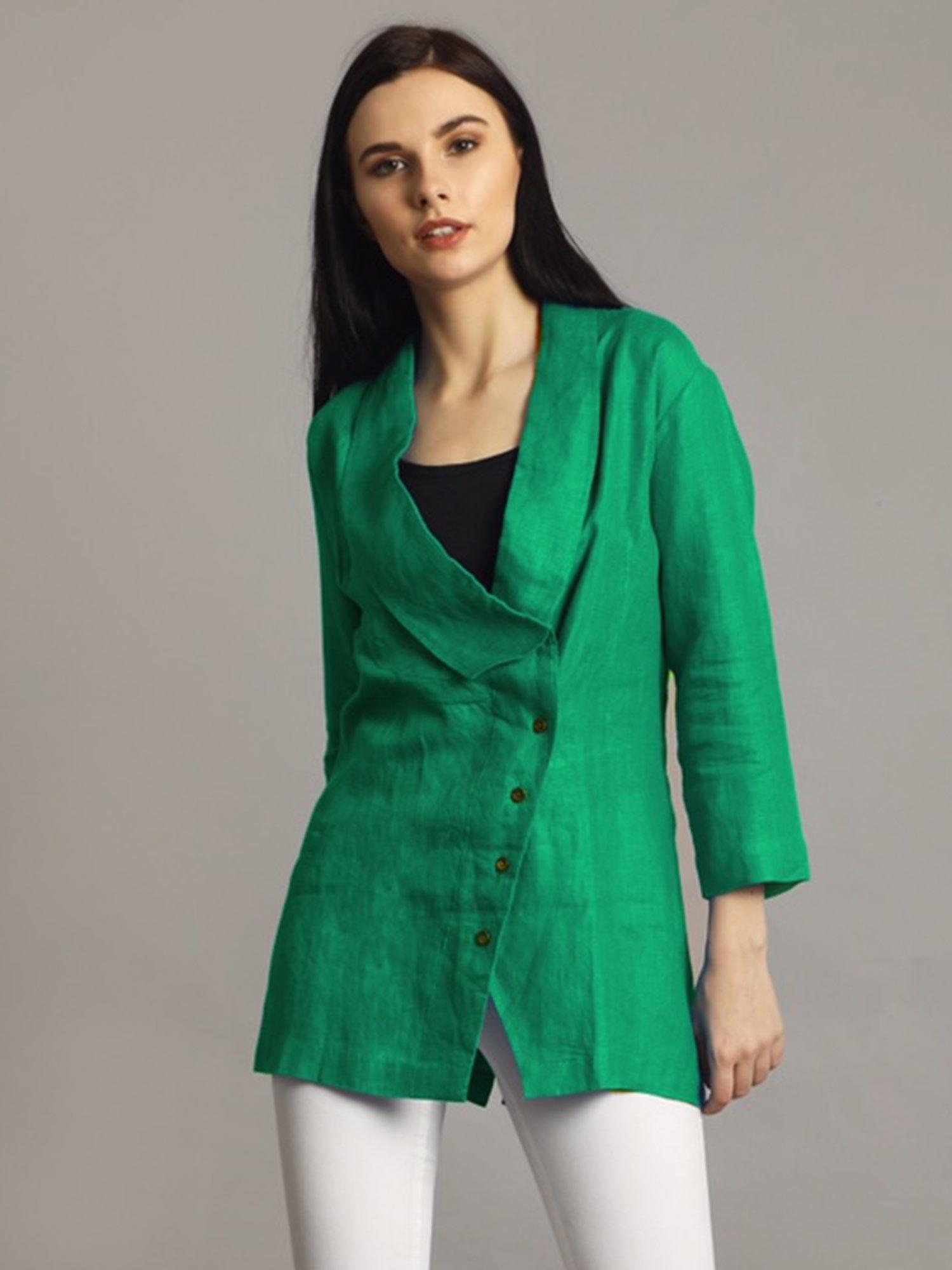 green jacket style tunic