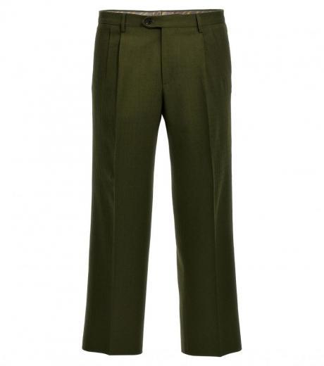 green jacquard wool pants