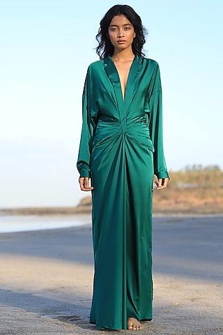 green kimono shirt dress