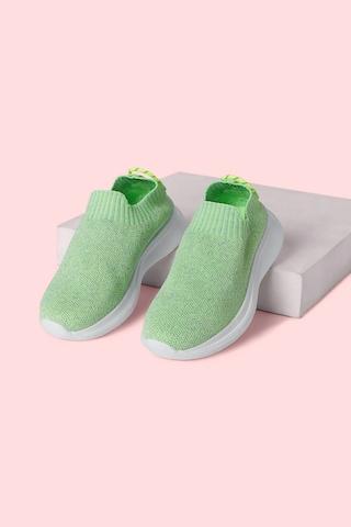 green knitted upper sports girls sport shoes