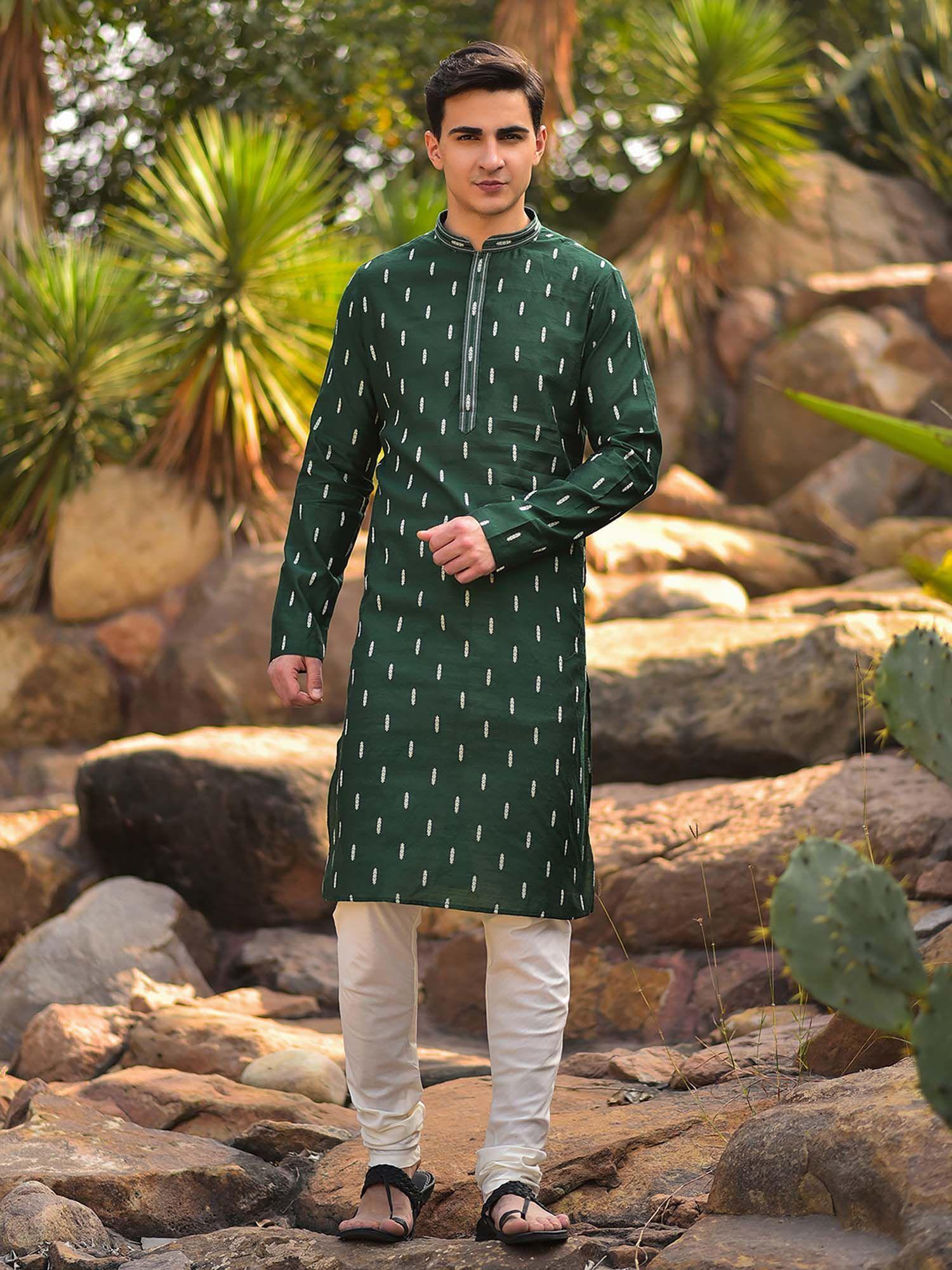 green kurta with churidar (set of 2)