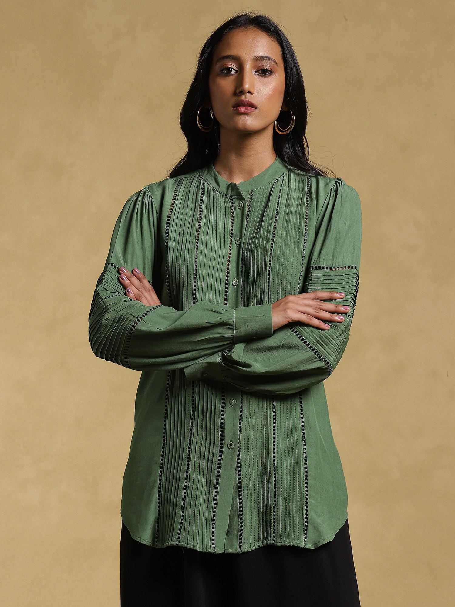 green lace-insert kurti