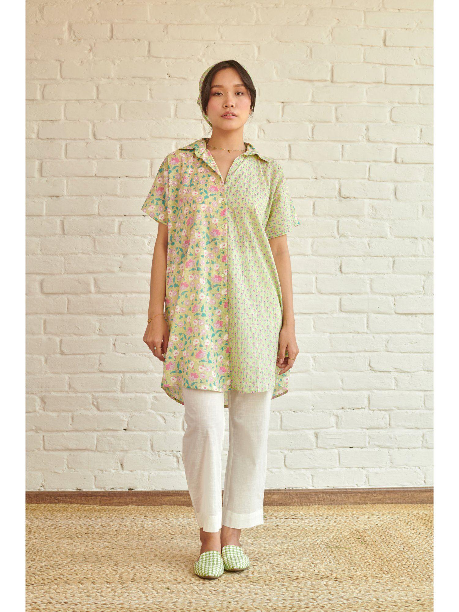 green lily oversized shirt kurta