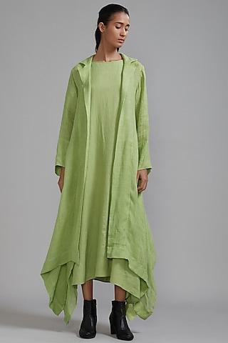 green linen jacket dress