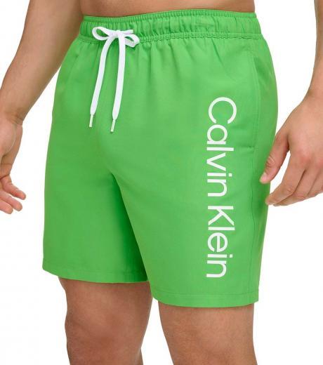 green logo print swim trunks