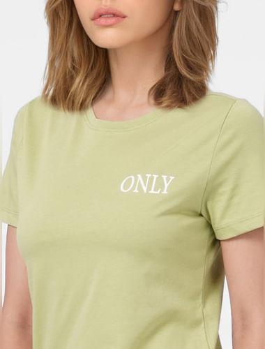 green logo print t-shirt